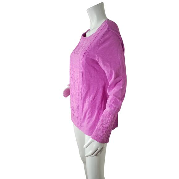 Soft Surrounding Women Sz M Top Alta Mara Pink Embroidery Lace Boho Cottagecore - Picture 3 of 8
